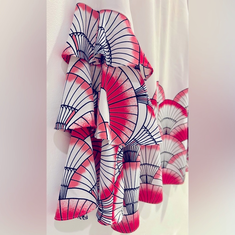 Alfani Tired Sleeve Zip Up Pattern Blouse - Picture 4 of 10